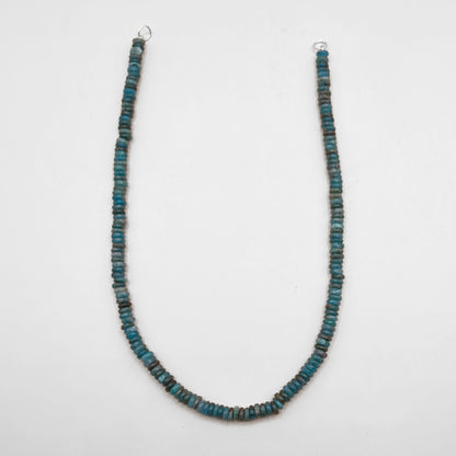 Hand-Strung Blue Apatite Rondelle 16-inch Necklace with Sterling Silver Findings on White Background