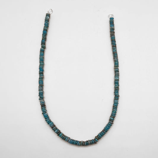 Hand-Strung Blue Apatite Rondelle 16-inch Necklace with Sterling Silver Findings on White Background