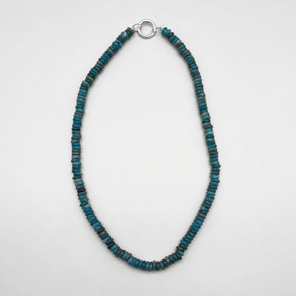 Hand-Strung Blue Apatite Rondelle 16-inch Necklace with Sterling Silver Round Push Clasp