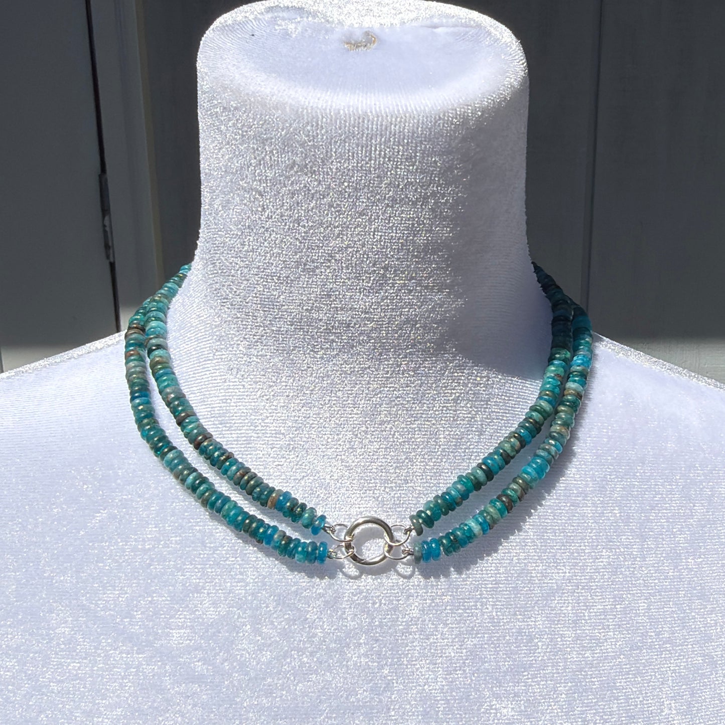 Blue Apatite Rondelle Layered Stack